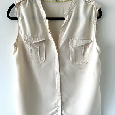 Blouse Sans Manches Beige Quai de Seine Fluide Taille 40